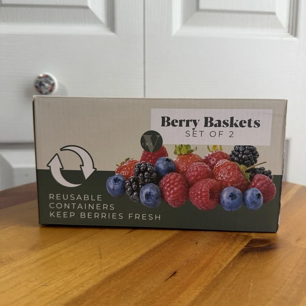 Vita Goods Co Set Of 2 Berry Baskets Reusable Containers NEW Cottage Farmhouse